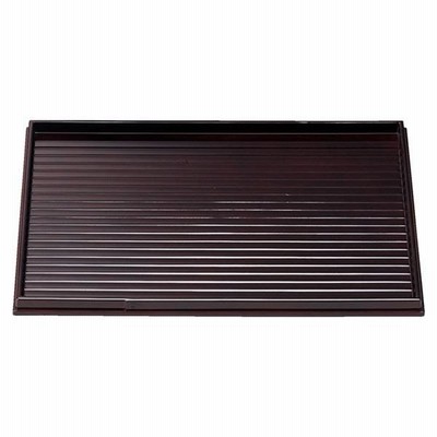 尺1 カンナ目長角盆/トレー 〔溜〕 336×235×18mm 日本製 〔和食 レストラン 居酒屋 店舗 お店〕〔代引不可〕[21]