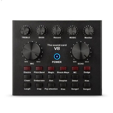 廠家V8s聲卡V8pro中英文版直播設備麥克風喊麥快手主播雙手機藍牙 端午節特惠