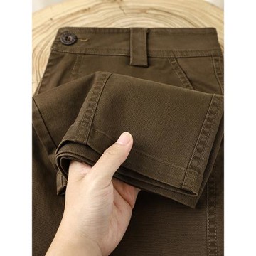 復古日曬棕！咖啡色重磅復古直筒牛仔褲女美式經典純色休閑闊腿褲