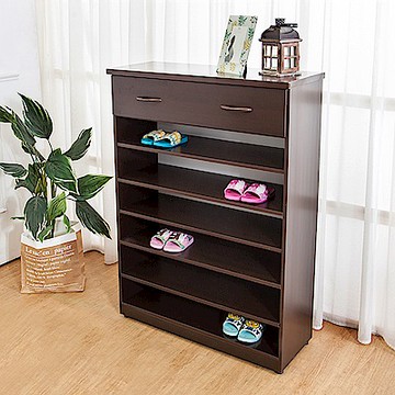 Boden-防潮防蛀防水塑鋼2.8尺單抽開放式鞋櫃(胡桃)-84x34x118cm