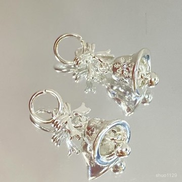 臺灣🚍8H出🉑銅鍍鋯石鈴鐺蝴蝶結帶針手鏈diy飾品裝飾配件吊墜手串手鏈配件