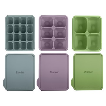 Bebelock 矽膠食品分隔保鮮盒組  橄欖綠色 + 豆沙紫色 + 藍灰色  1組