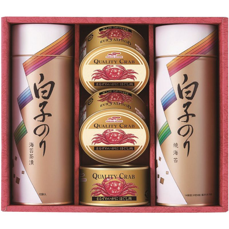 （お歳暮ギフト）白子のり 海苔とカニ缶詰合せ B （申込締切12 21お届け期間11月末12 28）