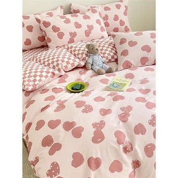 北歐風純棉被套單件 簡約愛心100全棉學生180x200x230單雙人被罩