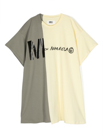 MM6 Maison Margiela Kids - colour-block oversized cotton T-shirt - kids - Cotton - 14 yrs - Green