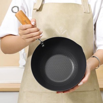 不粘鍋炒鍋家用精鐵炒鍋廚房不粘涂層平底煎鍋帶蓋燃氣灶電磁爐用