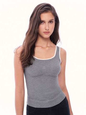 活力滿分彈性撞色背心Bratop-灰