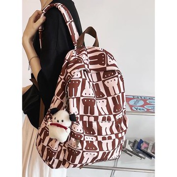 書包女初中高中生韓版印花校園風背包大學生森系輕便大容量雙肩包