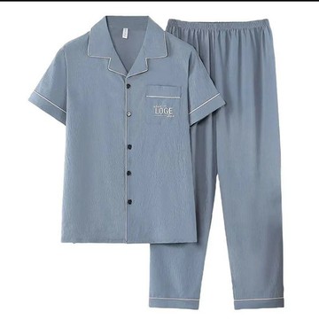 【夏季】【2件套】男士短袖睡衣套裝  短袖雲朵棉居家服 薄款中老年爸爸老年人