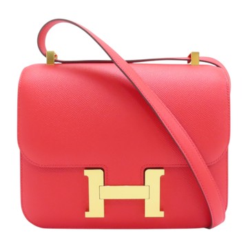 【二手名牌BRAND OFF】HERMES 愛馬仕 Constance 24 肩背包 異國紅 皮革 A刻 金扣