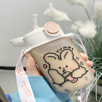 網紅水杯可愛風格高顏女夏天季創意潮流吸管個性玻璃耐熱防爆