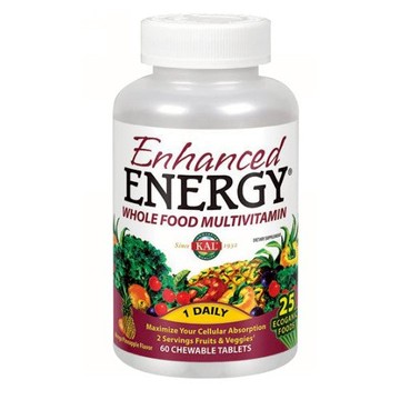 Enhanced Energy Whole Food Multivitamin Mango Pineapple, 60 Tabs by Kal