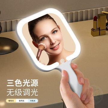 ✅實用好物✅手持  化妝鏡  子帶led  燈  高級手柄鏡子便攜隨身發光學生宿舍旅行美妝