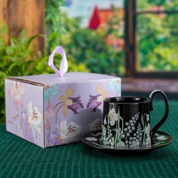 歐式小奢華咖啡杯風鈴花高把高檔精致高級感陶瓷杯優雅輕奢咖啡杯