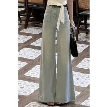💎鎮店神褲👖韓版高街辣妹超闊腿牛仔褲女 小個子高腰寬鬆遮肉顯瘦垂感長褲 通勤日常超高街闊腿牛仔褲 拖地褲 闊腿褲 長褲女