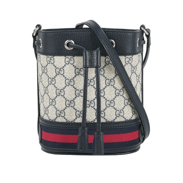 GUCCI GG Supreme Ophidia 水桶斜背包(Mini)(黑藍色)
