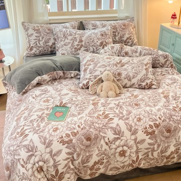 Aaron艾倫生活家 厚磅款頂級法蘭絨被套床包4件組  祕密花園  雙人  被子 + 床墊套 + 枕套 2個