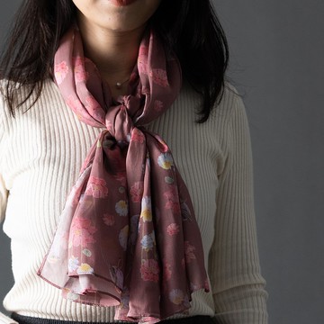 Jennie-棉柔甜甜鳥語插畫長絲巾-紅色 母親節禮物禮盒