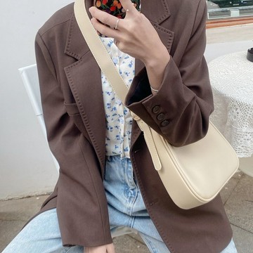 Bag House👜 複古女包 初春新款簡約純色lady風搭配休閒月牙單肩斜跨包袋女
