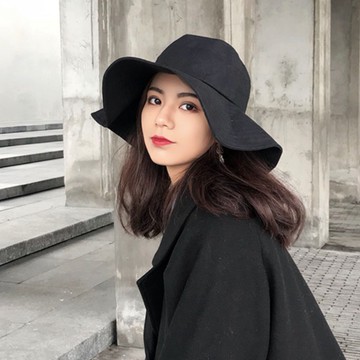 現貨-春夏新款棉麻大簷純色漁夫帽女潮日係可折疊布帽出遊遮陽帽
