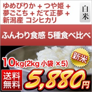 新米 令和5年(2023年)産 ふんわり食感5種食べ比べ 北海道産 ゆめぴりか＋ 山形産 つや姫＋ 石川産 夢ごこち＋ 宮城産 だて正夢＋ 新潟産