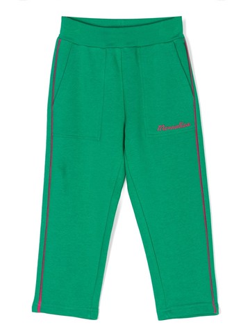 Monnalisa - embroidered-logo cotton-blend trousers - kids - Cotton/Polyester - 5 - Green