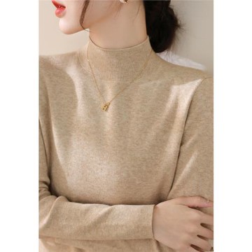 新款洋氣時髦高級修身針織衫毛衣2025年春季羊毛半高領長袖打底衫