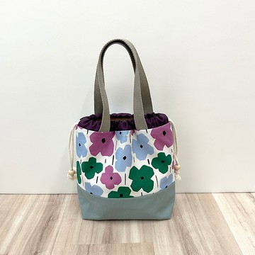 【River】大束口手提袋/原創設計布料/日日春/紫