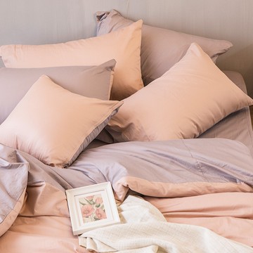 戀家小舖【撞色系列-可可粉】枕頭套一入 100%精梳棉 台灣製