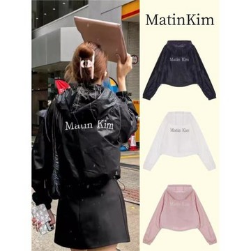韓國matinkim連帽沖鋒衣早秋新款外套寬松拉鏈短款開衫連帽女夾克