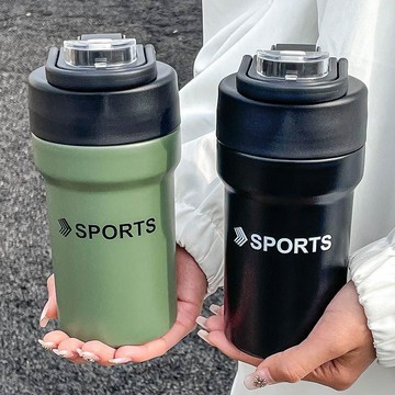 台灣出貨 韓風ins高顏值保溫杯女士大容量雙飲口高級咖啡杯帶吸管便攜水杯