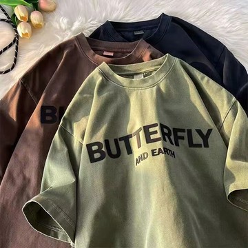 美式復古休閒純棉短袖t恤男潮流寬鬆百搭半袖上衣夏季新款體恤衫