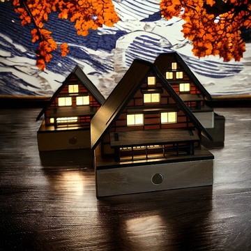 【三連合掌】合掌村床頭燈/桌面擺件/原創設計/USB/聖誕禮盒