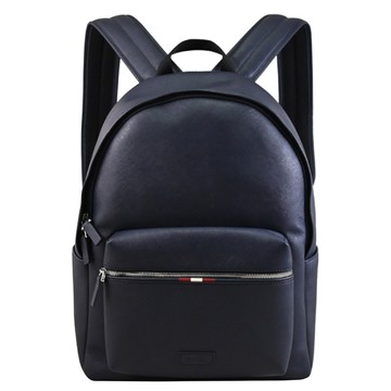 BALLY 6238422 PARTON 條紋款LOGO防刮皮革大後背包.深藍