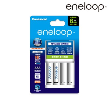Panasonic eneloop 充電組-BQ-CC17智控4槽充電器＋2顆4號充電電池_廠商直送