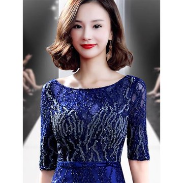 高級感主持人晚禮服裙女2025新款高端丈母娘高貴年輕媽媽婚宴禮服