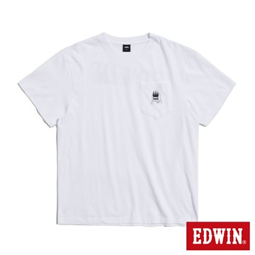 EDWIN 男款 口袋炎上印花寬版短袖T恤 (白色)