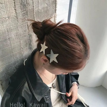 臺灣出貨✨韓系甜酷銀色拉絲星星髮夾女個性潮流無痕劉海夾簡約百搭邊夾髮飾✨好物甄選