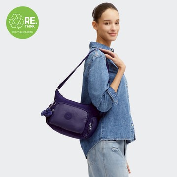 『牛角包』(網路獨家款)藍紫色拼接輕巧多袋實用側背包-GABB S