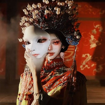 綠安禾🚚 萬物有靈新中式東方美學古風美人面具漢服配飾派對舞蹈舞會道具
