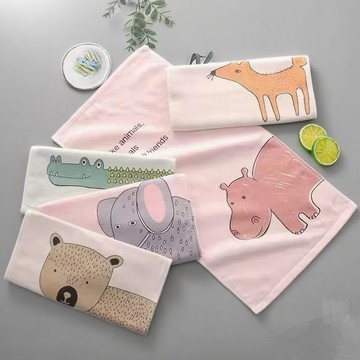 現貨《生活用品B7E】兒童純棉毛巾 長型紗布 卡通印花童巾 ♥ 一面毛圈一面紗布 50*24cm 洗臉巾 手巾 童巾