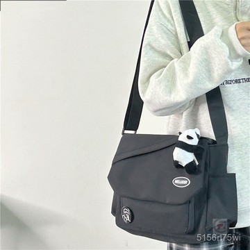 💛側背包💛新款大容量單肩通懃包日係ins簡約少女尼龍斜挎包學生上課郵差包