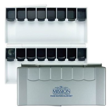 【MISSION】塊狀 水彩 空盒 16格 調色盤 165x85mm 顏色隨機 / 個 MWP-3016