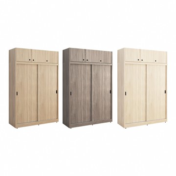 【IDEA】MIT凡賽5X7滑門收納木質衣櫃+棉被櫃/衣櫥/組合櫃(3色任選)英倫核桃