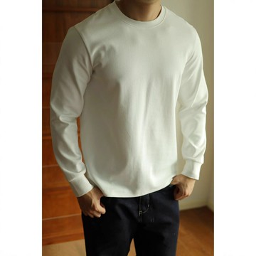 320G重磅100%長絨棉長袖T恤男春夏美式廓形寬松純色T恤輕熟男士T