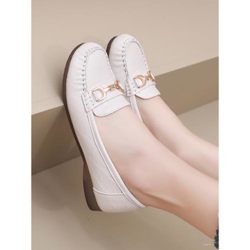 牛筋底豆豆鞋女2025春秋款圓頭淺口一腳蹬大碼軟底真皮中年媽媽鞋