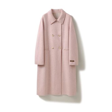 韓國原單雙面羊毛呢娃娃領寬松中長款外套2025秋冬女減齡羊絨大衣