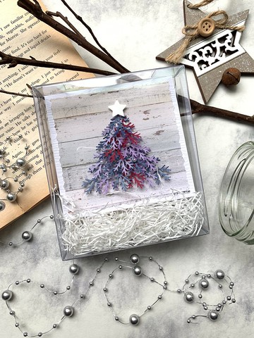 聖誕卡片Christmas Card_盒裝小樹_藍紫色