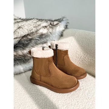 厚底雪地靴女款2025新款冬季加絨加厚保暖棉鞋羊羔毛短靴大碼女靴