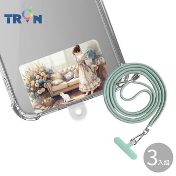 TRON 三星 A9 2018水彩女人與白貓防摔 手機 掛繩 手機殼